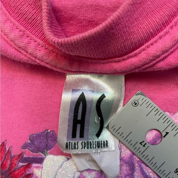 VINTAGE Bear Flower Graphic T-shirt Women XL Pink Short Sleeve - Picture 5 of 7